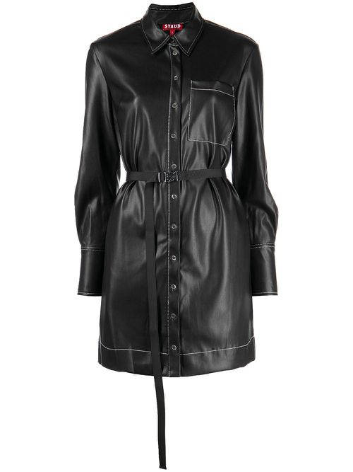Lynn belted-waist shirt-dress - Black