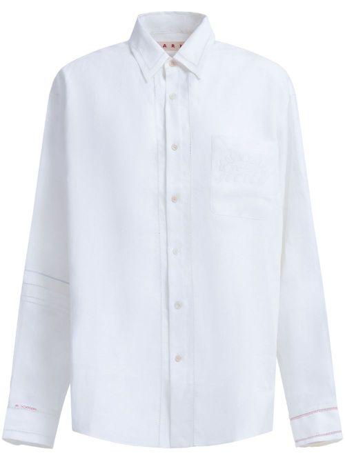 Lace-embroidered shirt - White
