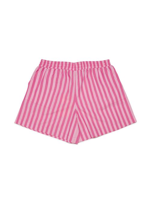 Logo-embroidered striped shorts - Pink