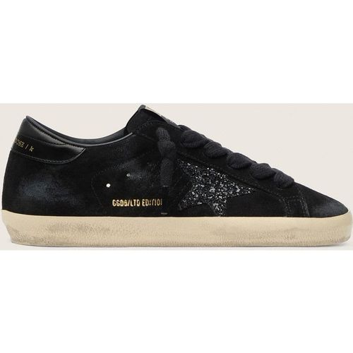 Golden Goose - Women's Super-star Ltd In Black Suede With Black Glitter Star And Black Leather Heel Tab, Woman