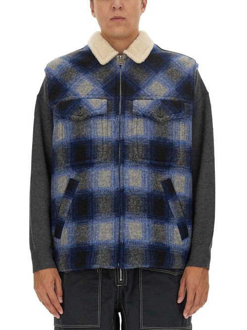 Plaid Checked Zip-up Gilet