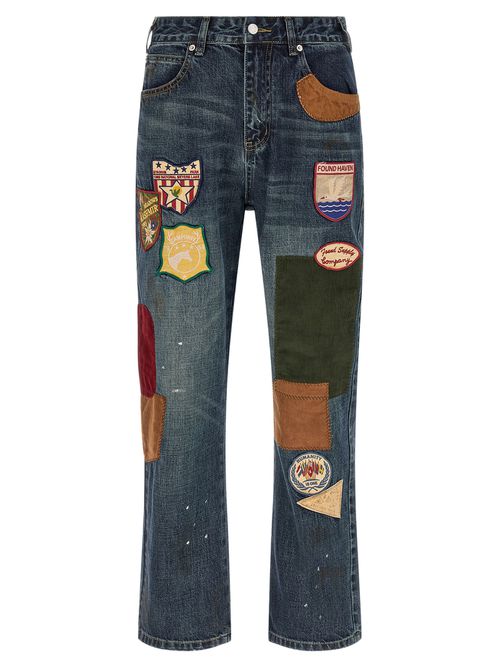 Patchwork Jeans Blue Cotton - Men