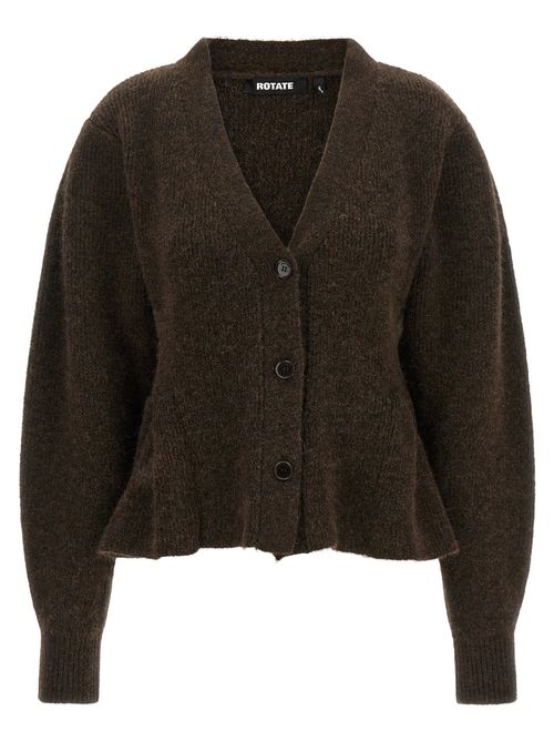 Peplum Wool-Alpaca Blend Cardigan — Brown