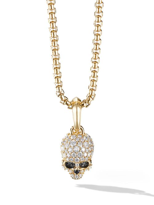 David Yurman 남성 18kt yellow gold Memento Mori Skull diamond pendant D25499M88ADIBD