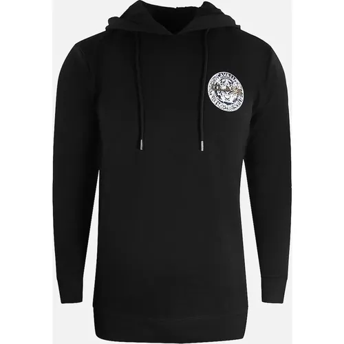 Men's Cavalli Class Large Circle Design Black Hoodie