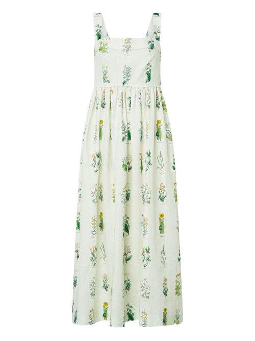 Floral-print midi dress - White