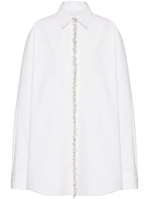 Crystal-embellished silk shirt - White