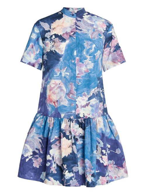 Floral-print midi dress - Blue