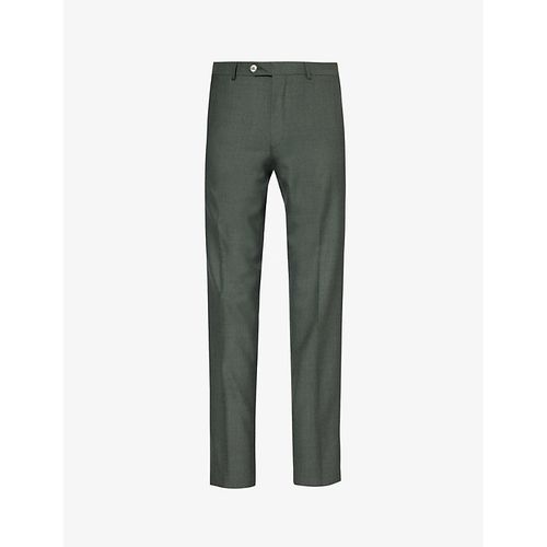 Mens Verino Green Denz Side-panel Regular-fit Tapered-leg Mid-rise Wool Trousers 34