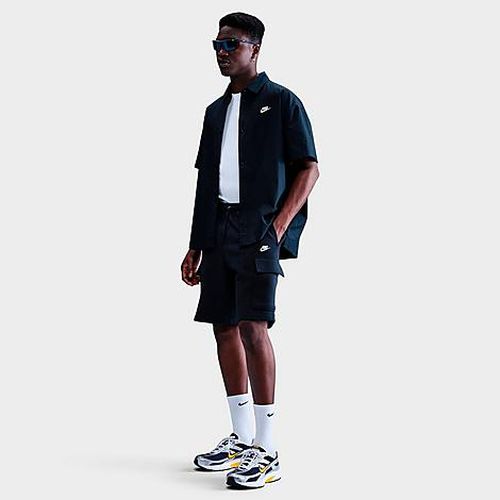 Men's Club Fleece Cargo Shorts in Obsidian/White