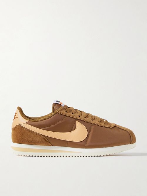 Cortez Suede And Leather-trimmed Shell Sneakers - Brown