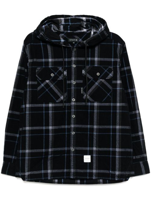 Corduroy hooded shirt - Blue