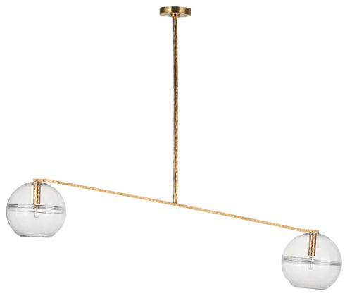 Polished Antique Brass Two Light Chandelier from the Lowing Collection