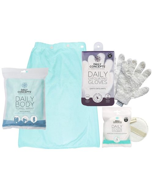 Body Towel, Exfoliating Gloves & Dual Texture Scrubber Set