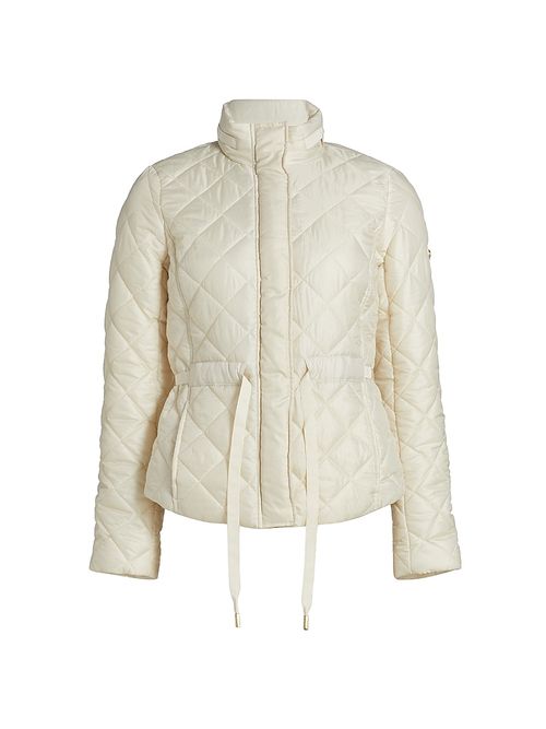 Women's Belted Puffer Jacket - Soft Ecru