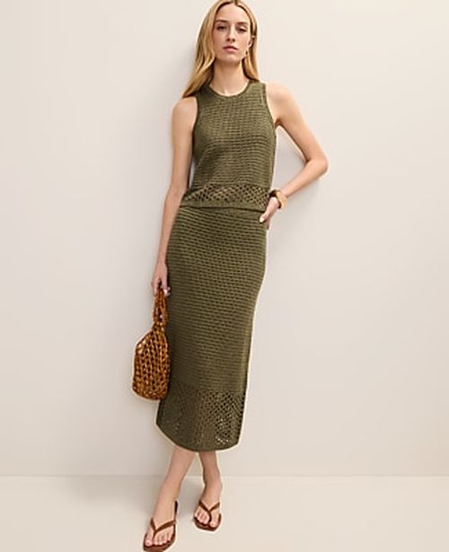 Ann Taylor Crochet Midi Sweater Skirt