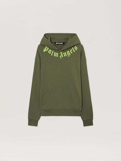 Neck Logo Hoodie Man  Military Green Lime