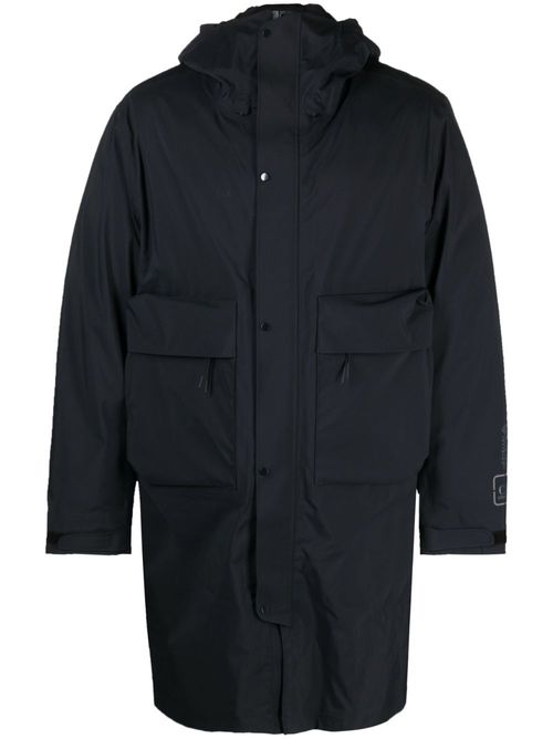 Logo-print layered coat - Blue
