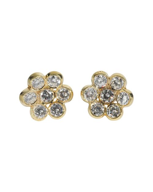 Flower Cluster 18K Gold 3.00 Ct. Tw. Diamond Earrings (Authentic Pre-Loved)