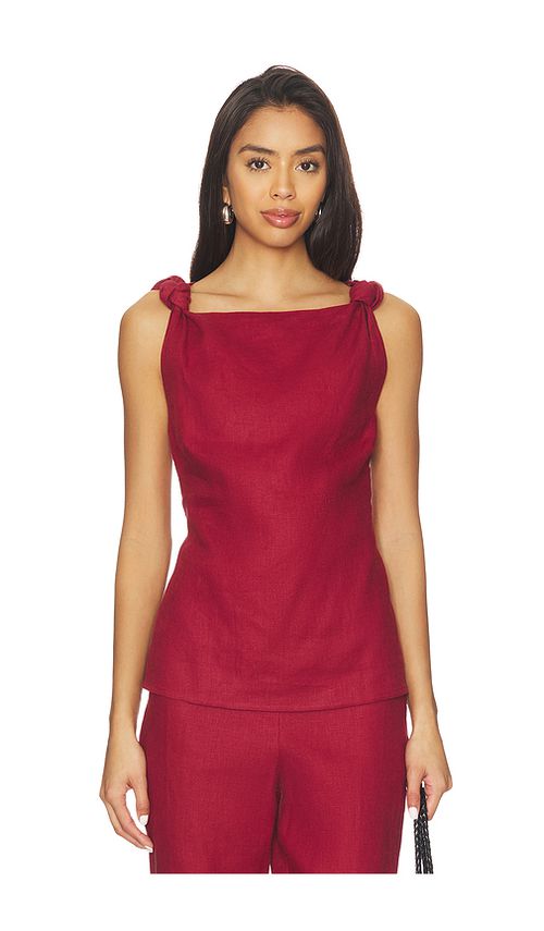 FAITHFULL THE BRAND Flor Top in Burgundy. - L also in M, S