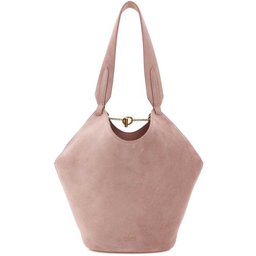 Khaite Pink Suede Mini Lotus Shoulder Bag