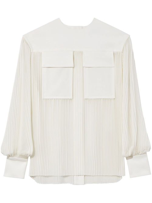 Sheer pleated blouse - White