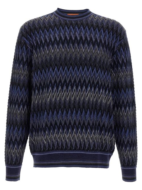 Zigzag Wool Sweater — Navy