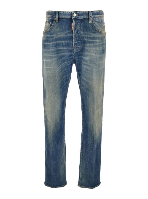 Distressed Cotton Denim Jeans — Blue