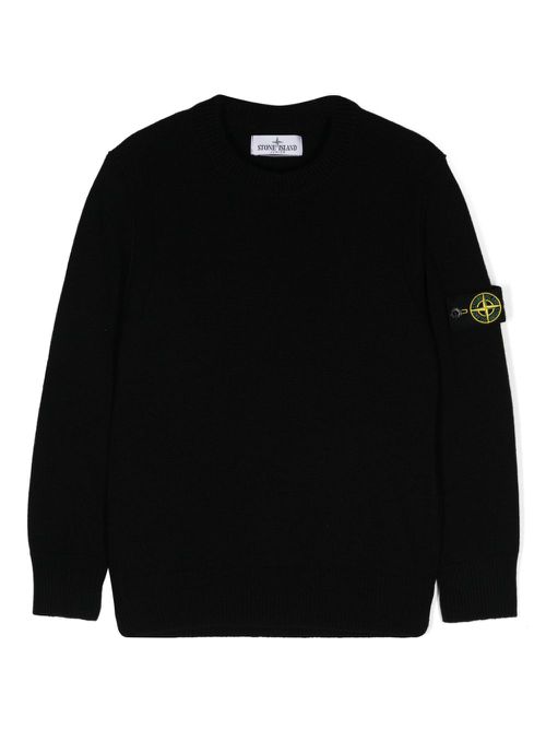 Compass-badge crew-neck jumper - Black