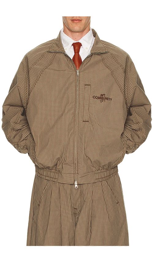 Art Community Double Zip Japanese Track Jacket in Brown & Taupe. XL/1X also in L