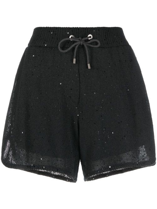 Sequin-embellished knitted shorts - CJ677 GREY