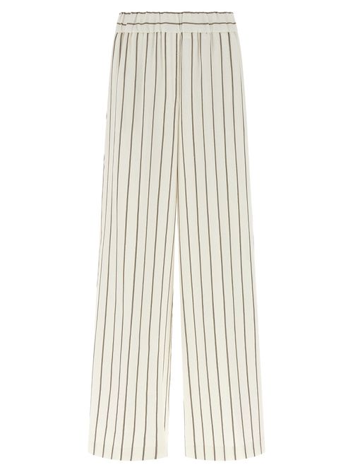 Pinstriped Twill Pants White