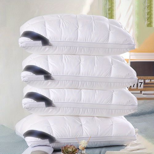 TEMU /2pcs/4pcs Pillow Support Neck, Relaxing Sleep, Sleep Pillow Core, Moisture Absorbent And Breathable Household Bedding Pillow, White Grey