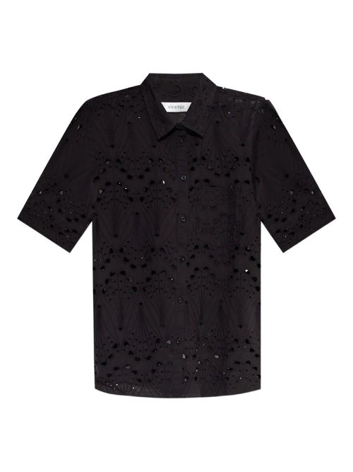 Cotton embroidered shirt - Black