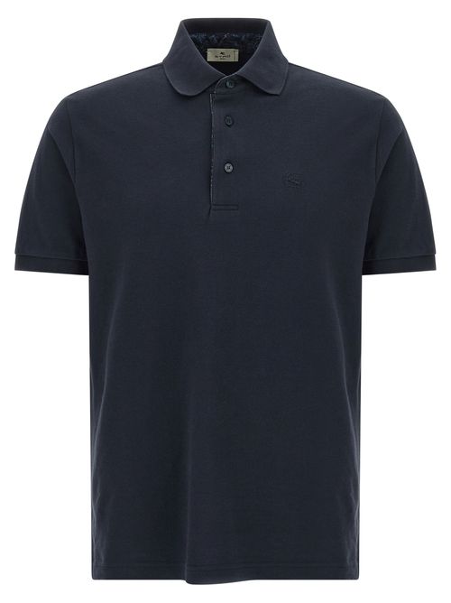 Pegaso Embroidered Piqué Cotton Polo Shirt — Blue