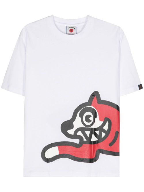 Running dog-print cotton T-shirt - White