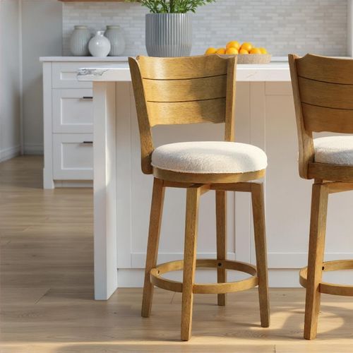 Armen Living Winsley Counter Height Bar Stool, White/Amber Glow