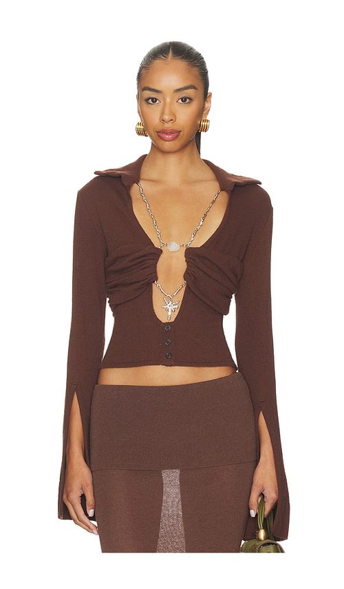 Di Petsa La Davina Knit Long Sleeve Top in Brown. - L also in