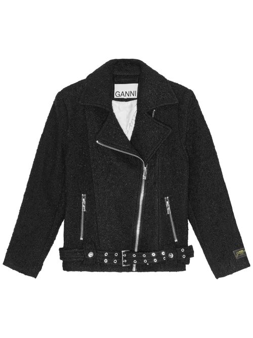 Textured Bouclé Wool Jacket — Black