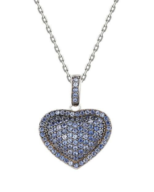 Silver 0.02 Ct. Tw. Diamond & Sapphire Pendant