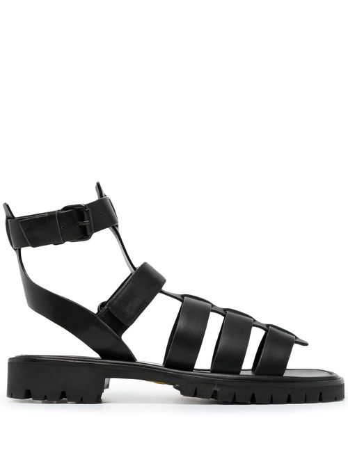 Caged leather sandals - Black