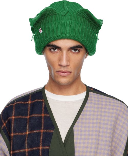 Green Mohair Chunky Ears Beanie