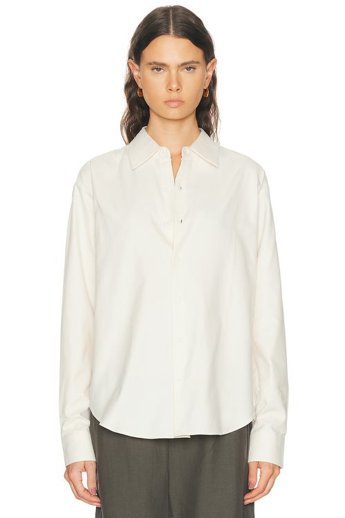 Comme Si La Shirt Flannel Classica in Cream Twill - Cream. XS also in S