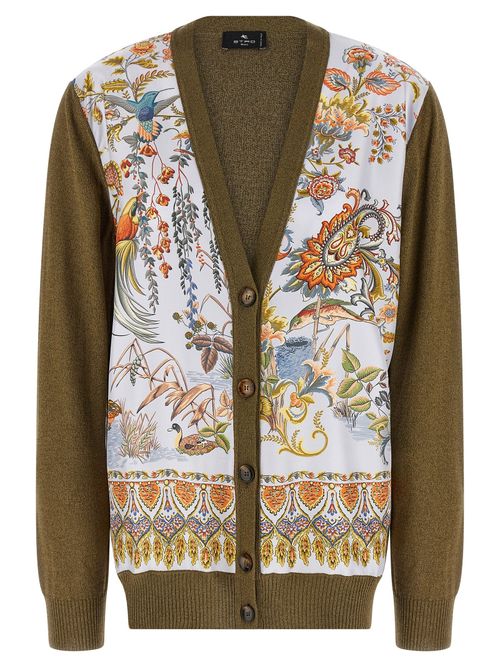 Silk Paisley Foliage Cardigan — Green