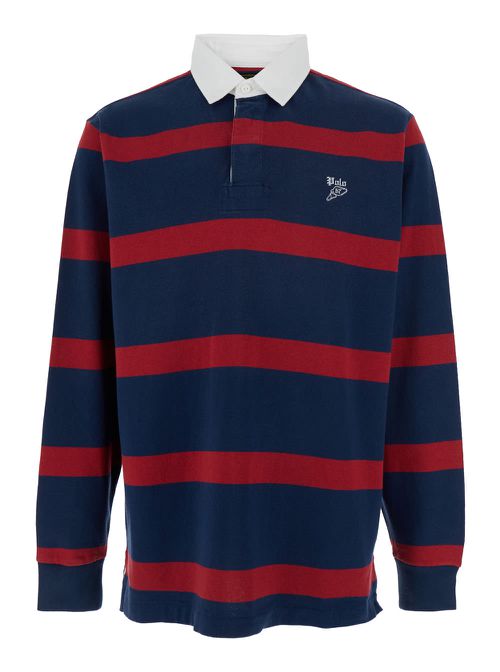 Multicolor Polo Shirt With Logo Embroidery On The Front And All-over Striped Motif In Cotton Man