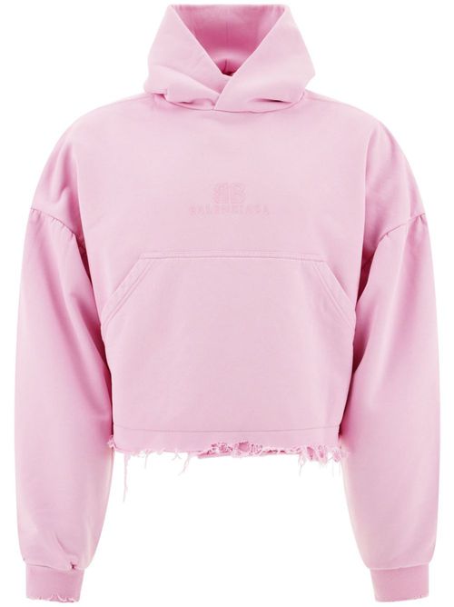 Logo-embroidered cropped hoodie - Pink