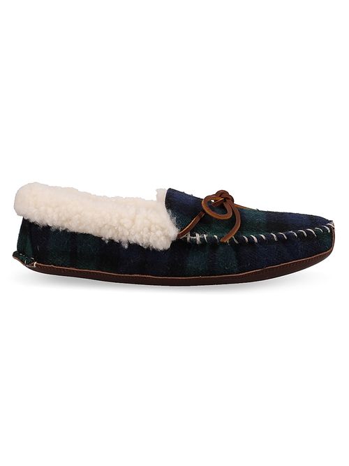 Men's Yarmond Plaid Cotton & Shearling Slippers - Blackwatch Plaid