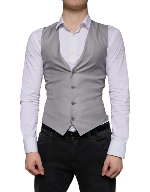 Virgin Wool and Silk Formal Waistcoat — Gray