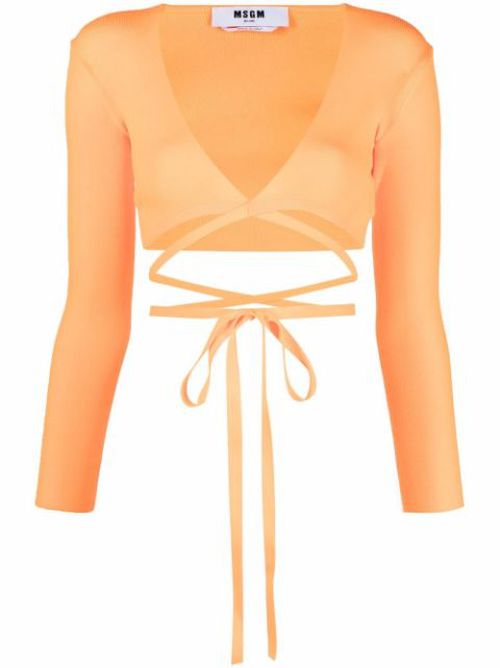 Wrap knitted crop top