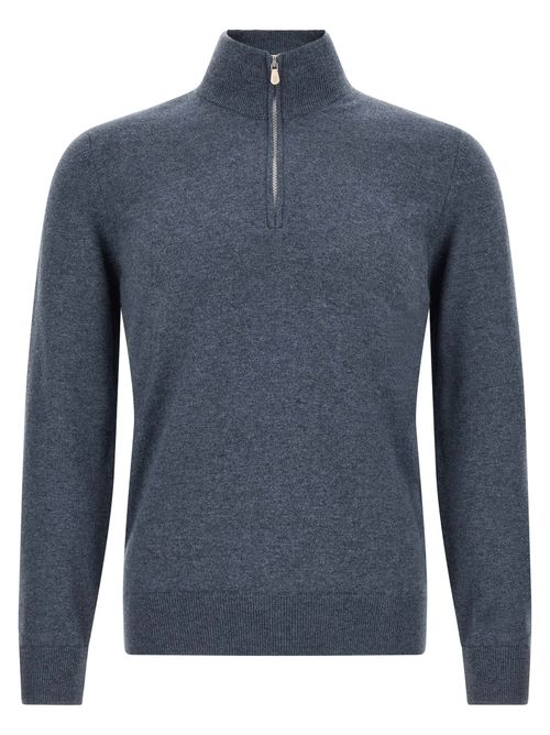 Cashmere Half-Zip Sweater — Blue